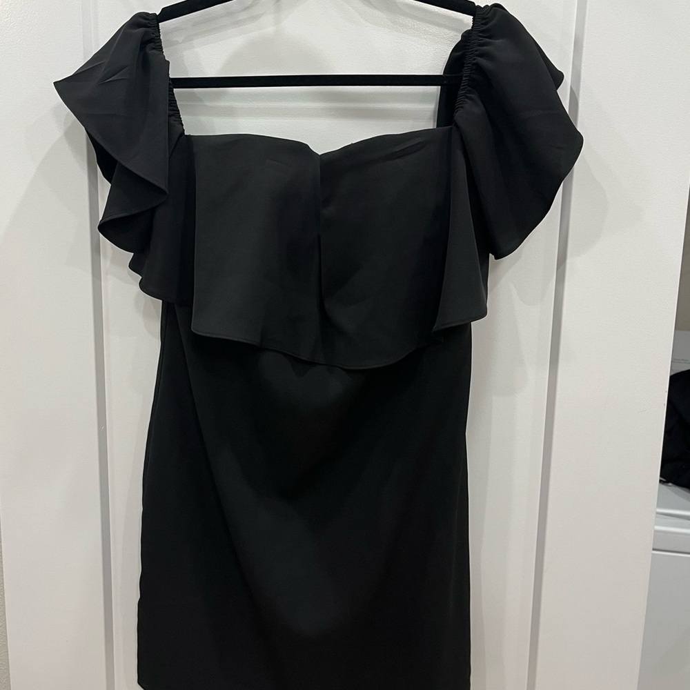 mini v neck dress with cap sleeve
